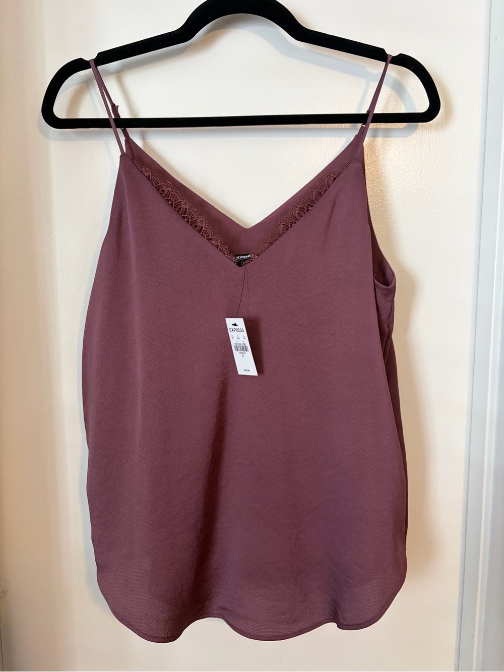 Express Lace-Trim V-Neck Cami Tank - Mauve